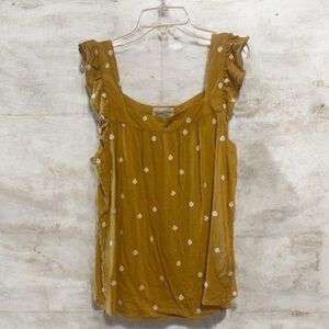 Universal Thread Mustard Blouse with Floral Accents